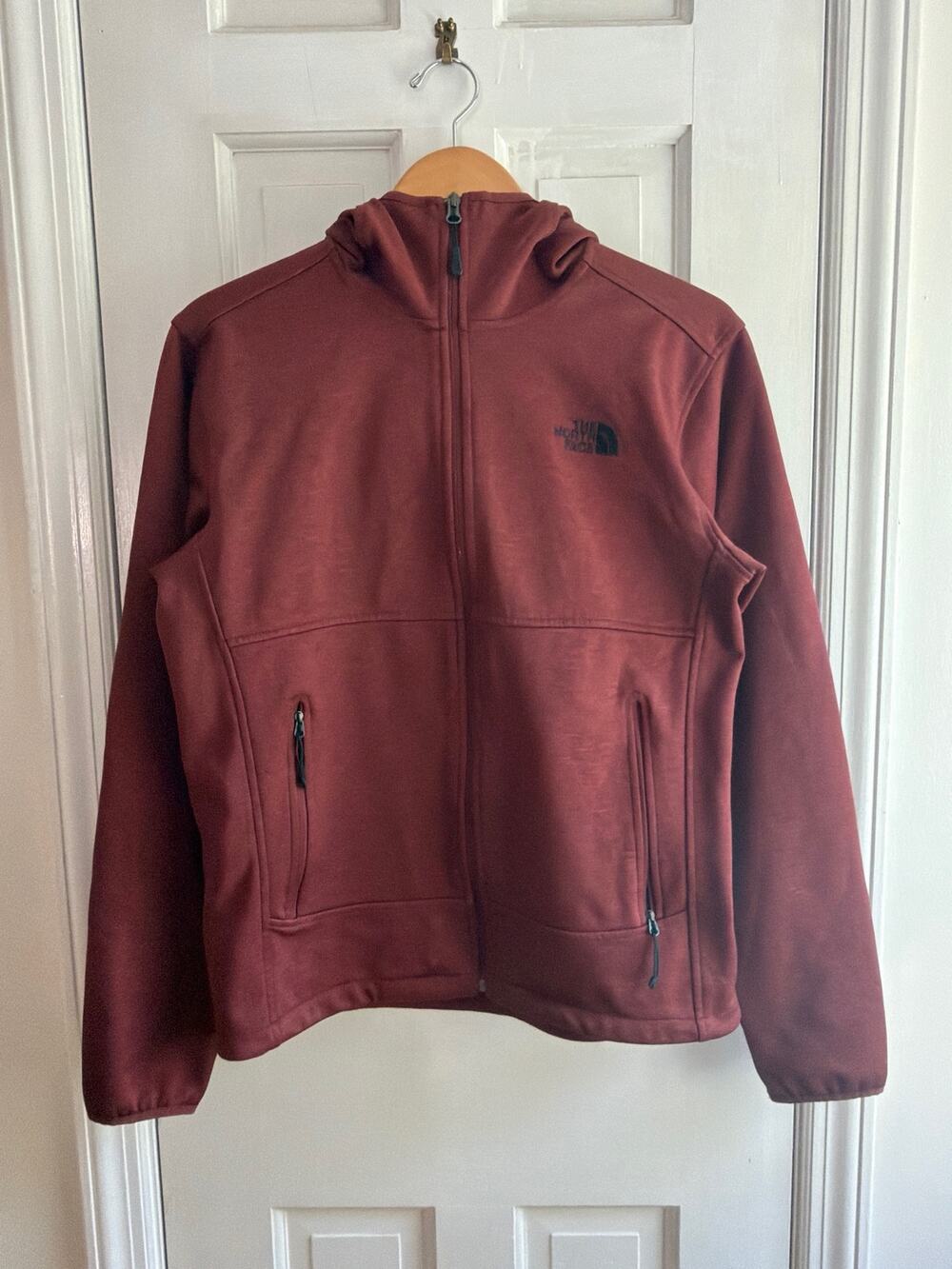he North Face Heather Maroon Full Zip Fleece Jacket Small